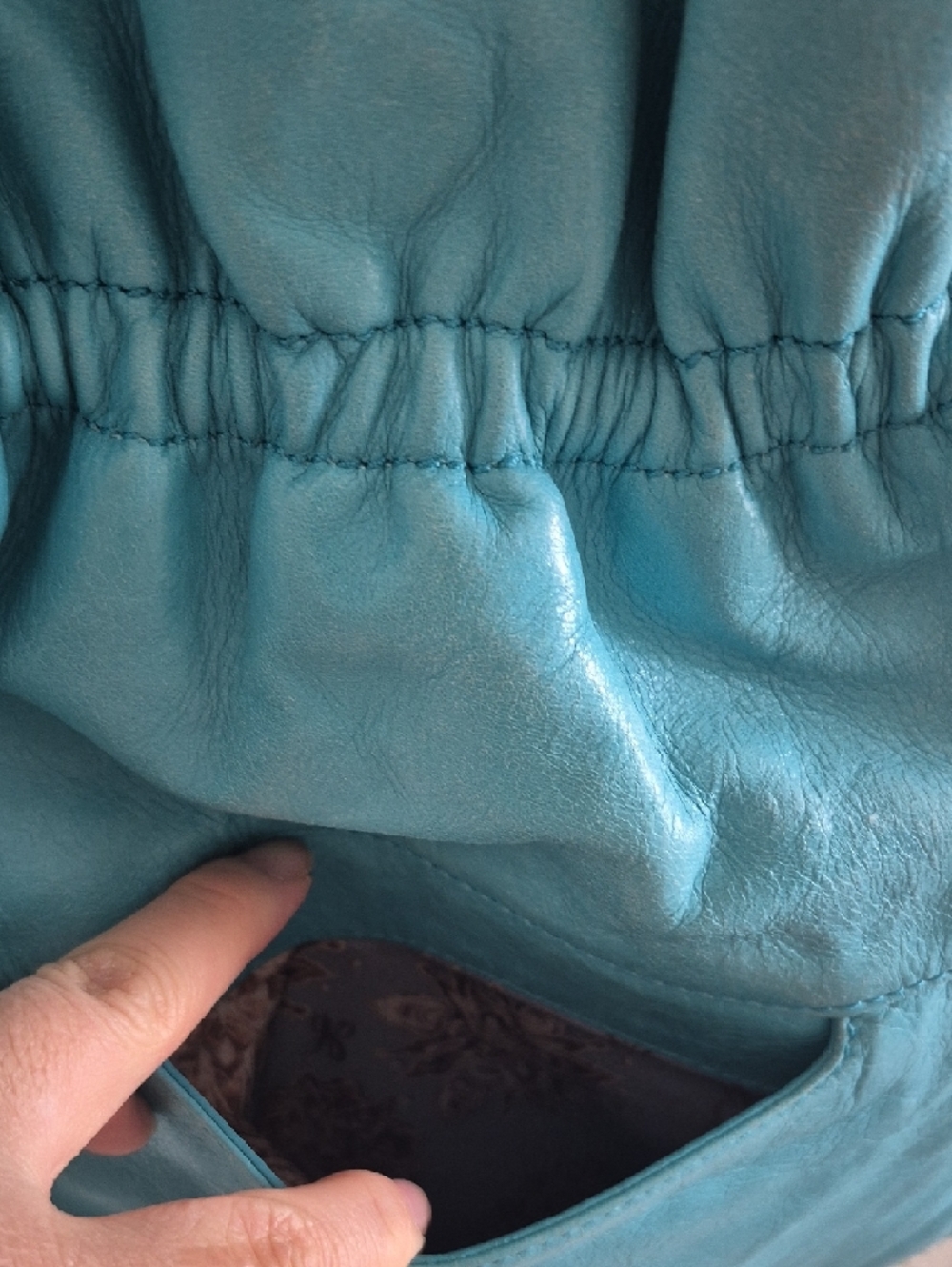 HOBO Turquoise Drawstring Shoulder Bag - Picture 4 of 8
